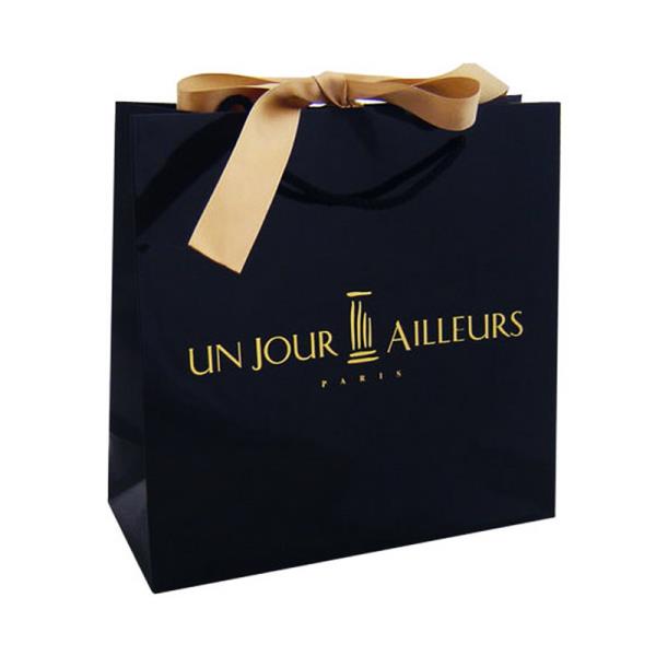 black cards-gold logo-gold ribbon-paper-bags